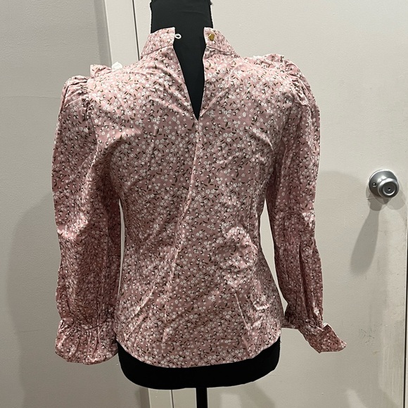 Miss Selfridge Pink Ruffled Bib Collar Blouse - Picture 3 of 4